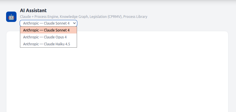 Screenshot: LLM Source selector dropdown'