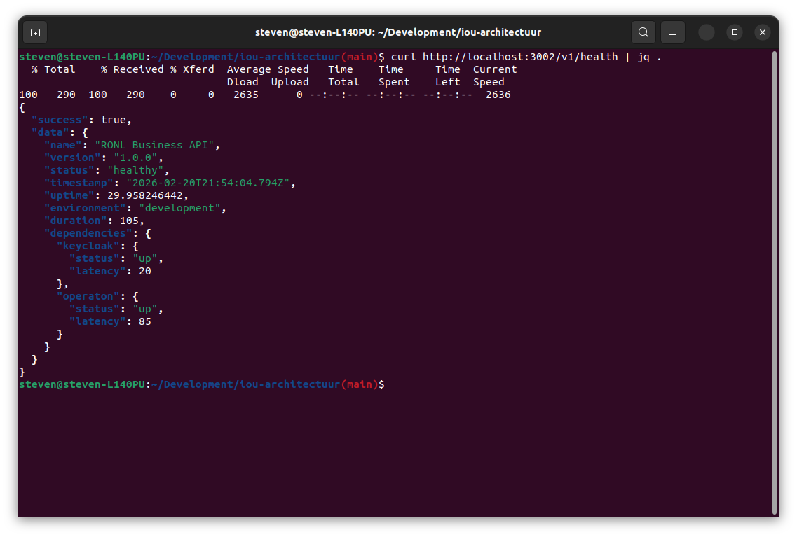 Screenshot: RONL Business API Health Check Response