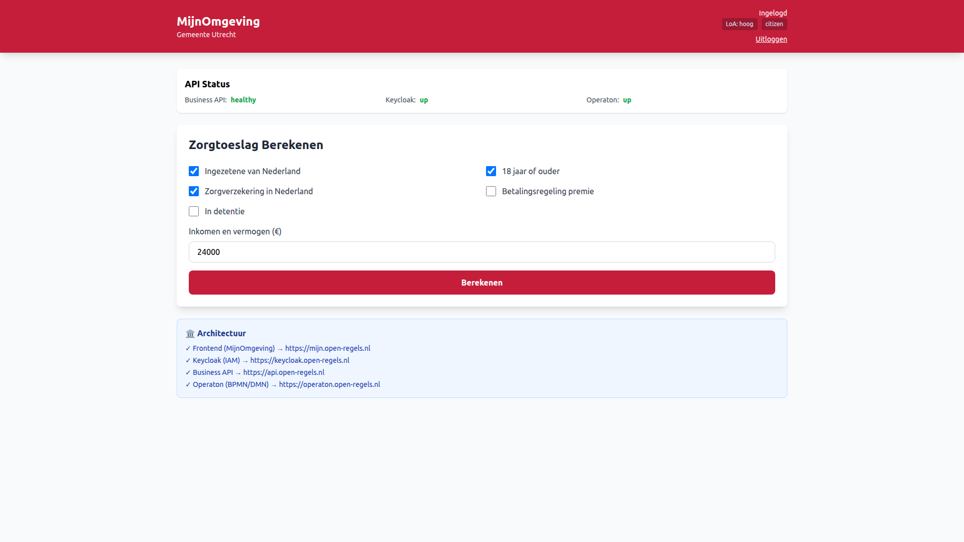Screenshot: RONL Business API Municipality Portal Utrecht