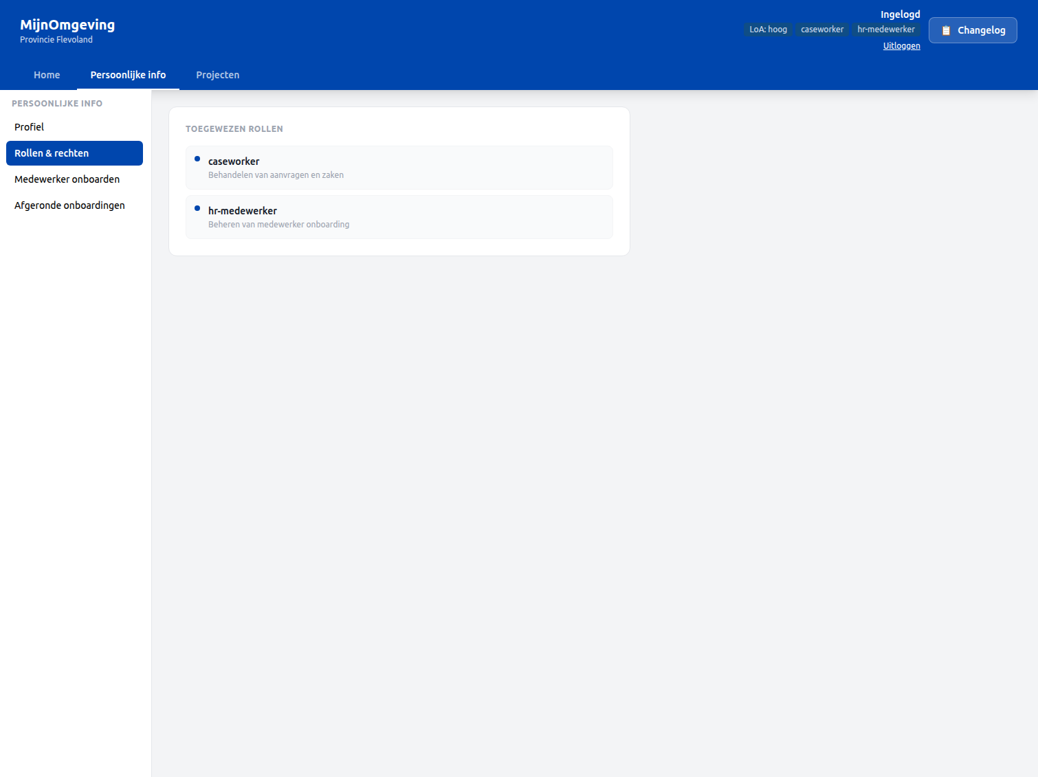 Screenshot: Caseworker Dashboard — header user block
