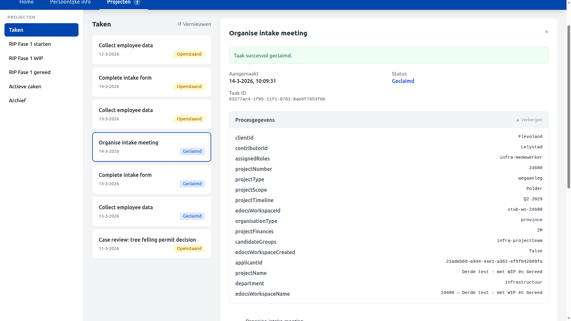 Screenshot: Caseworker Dashboard — RIP task queue