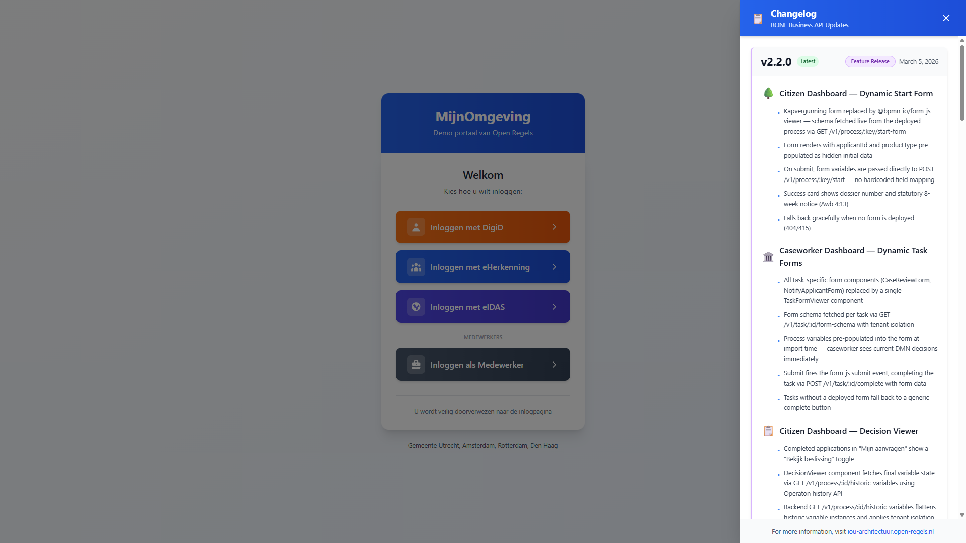 Screenshot: Changelog Panel Open